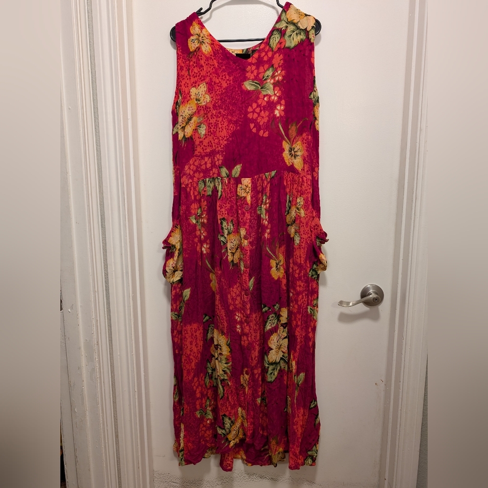 Bila Red and Yellow Ruffled Tiered Maxi Sundress